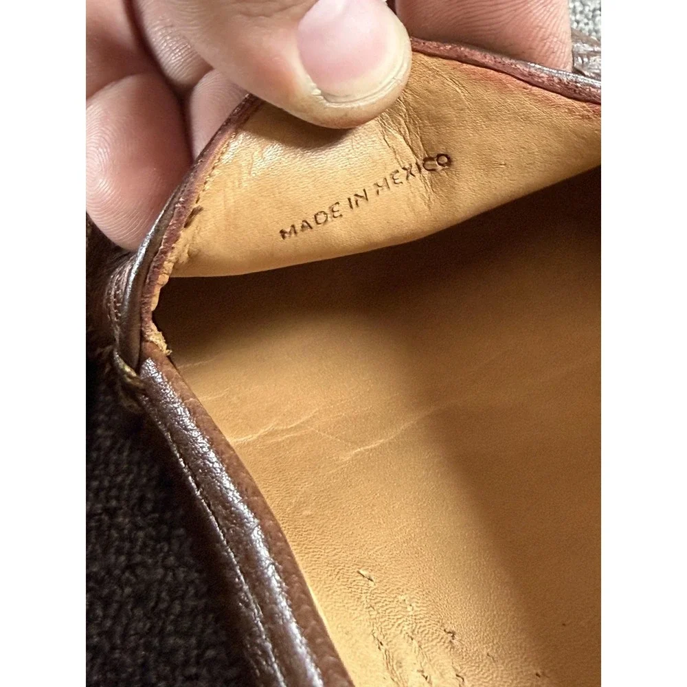 Alan Payne Shoes Mens 12 A Brown Genuine Lizard Leather Loafer Slip On Dress